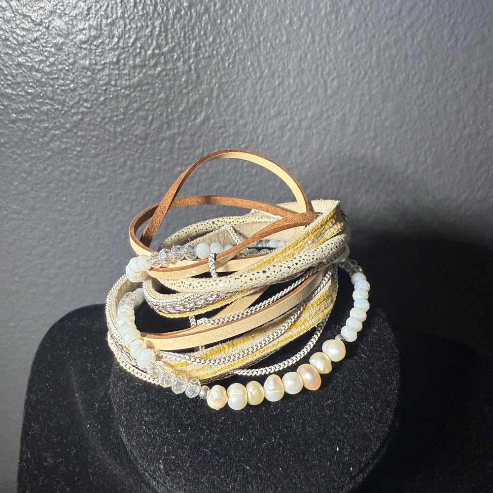 Elegant Multi-Layered Bracelet with Pearls